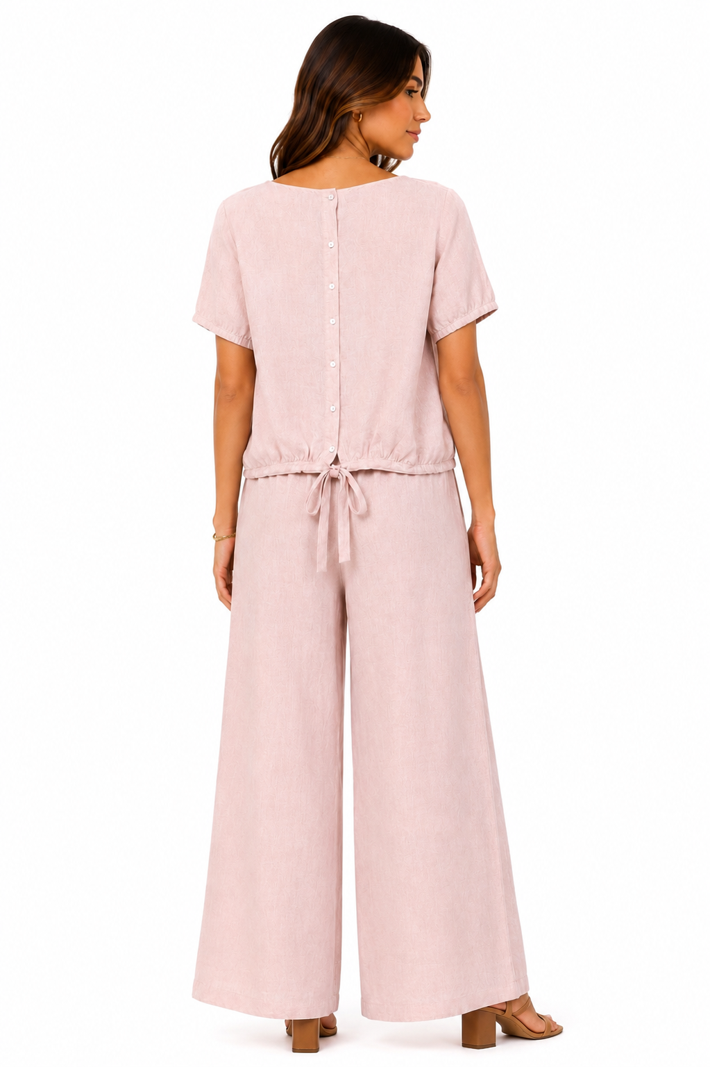 Linen Set Crop 100% Italian Rose Light