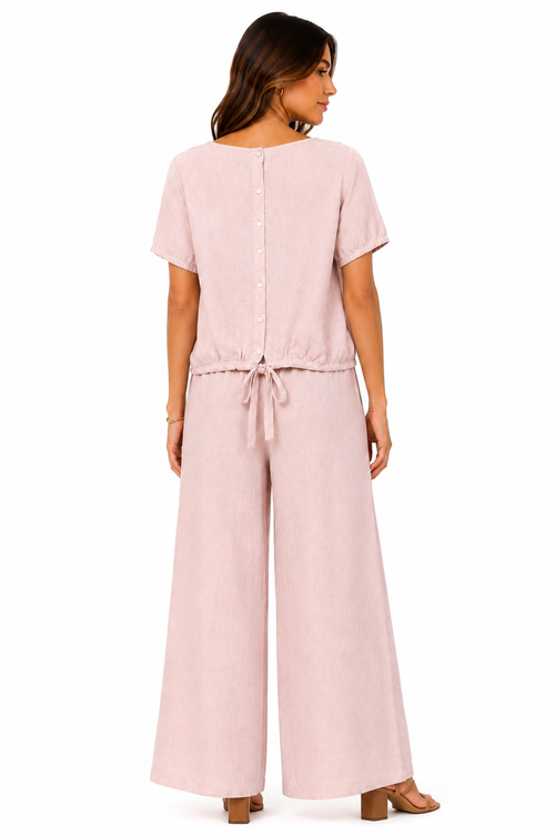 Linen Set Crop 100% Italian Rose Light