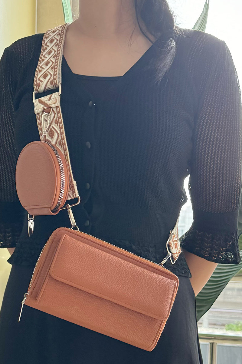 Crossbody Duo Wallet Camel