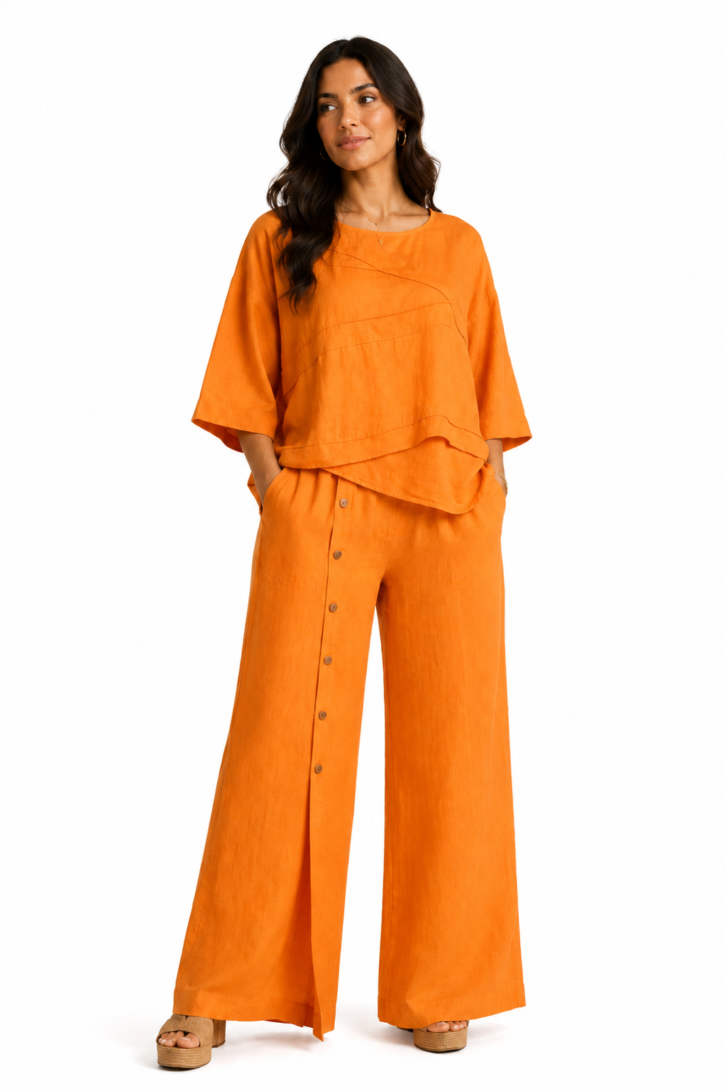 Linen Set Oversize 100% Italian Orange