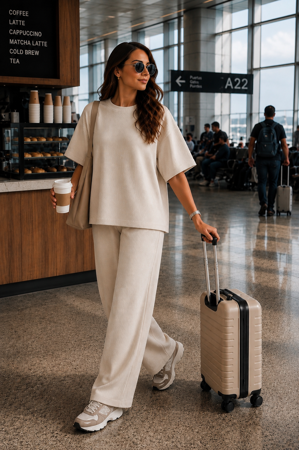 Ribbed Set Beige Oversize
