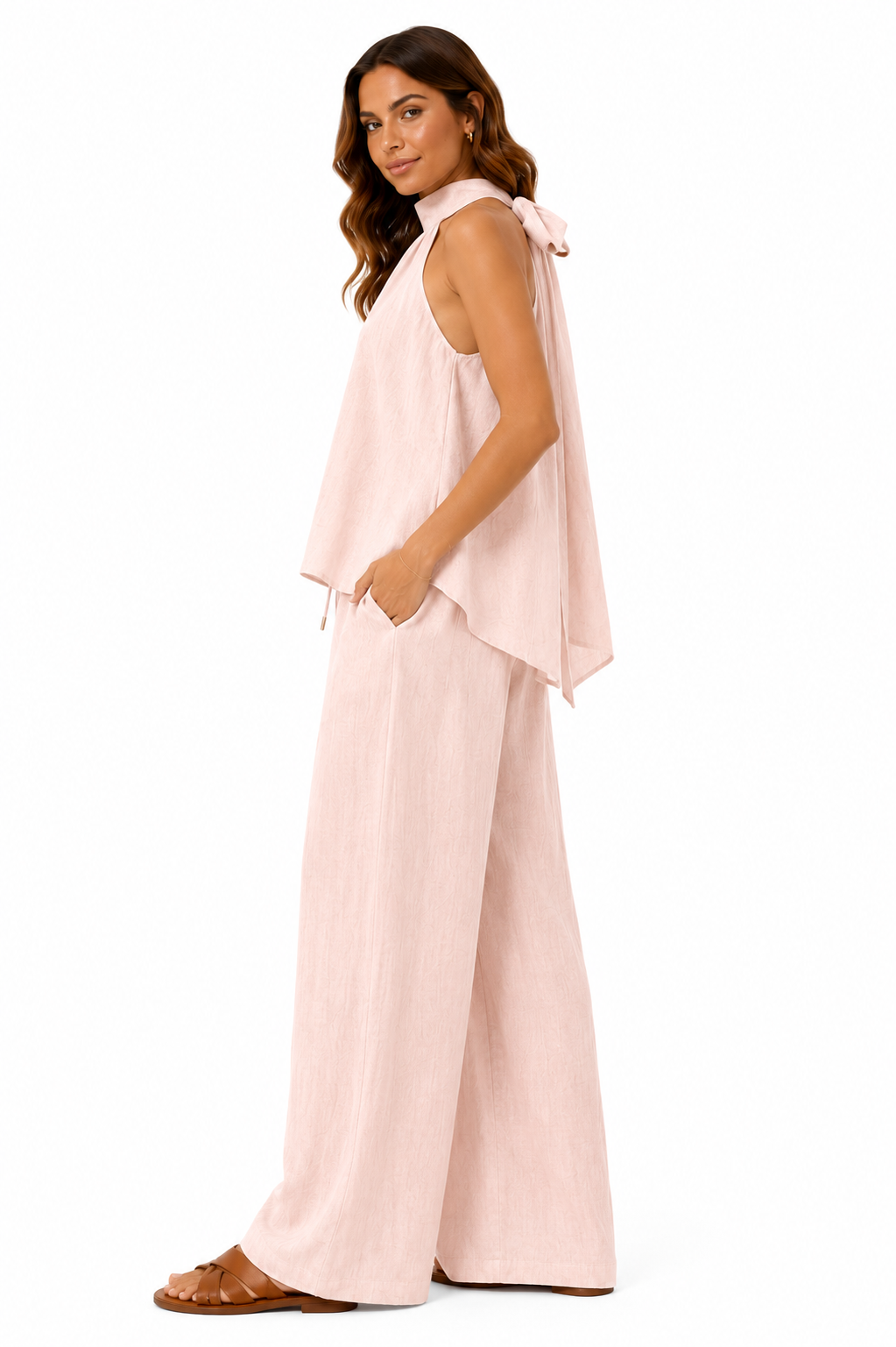 Linen Set Halter 100% Italian Rose