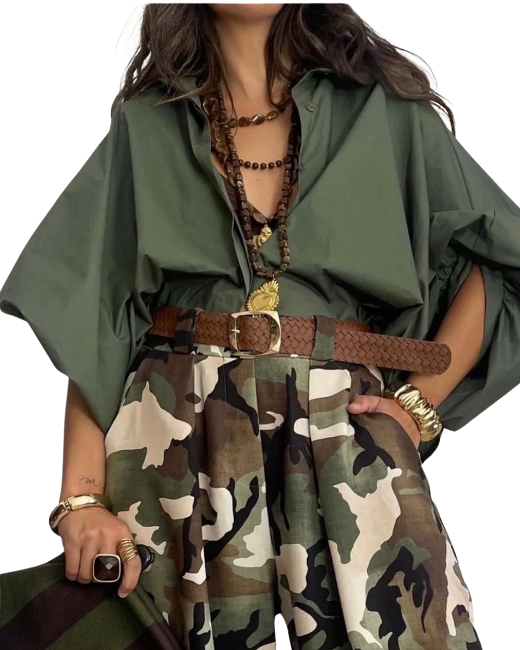 OVERSIZED RUCHED SLEEVE SHIRT