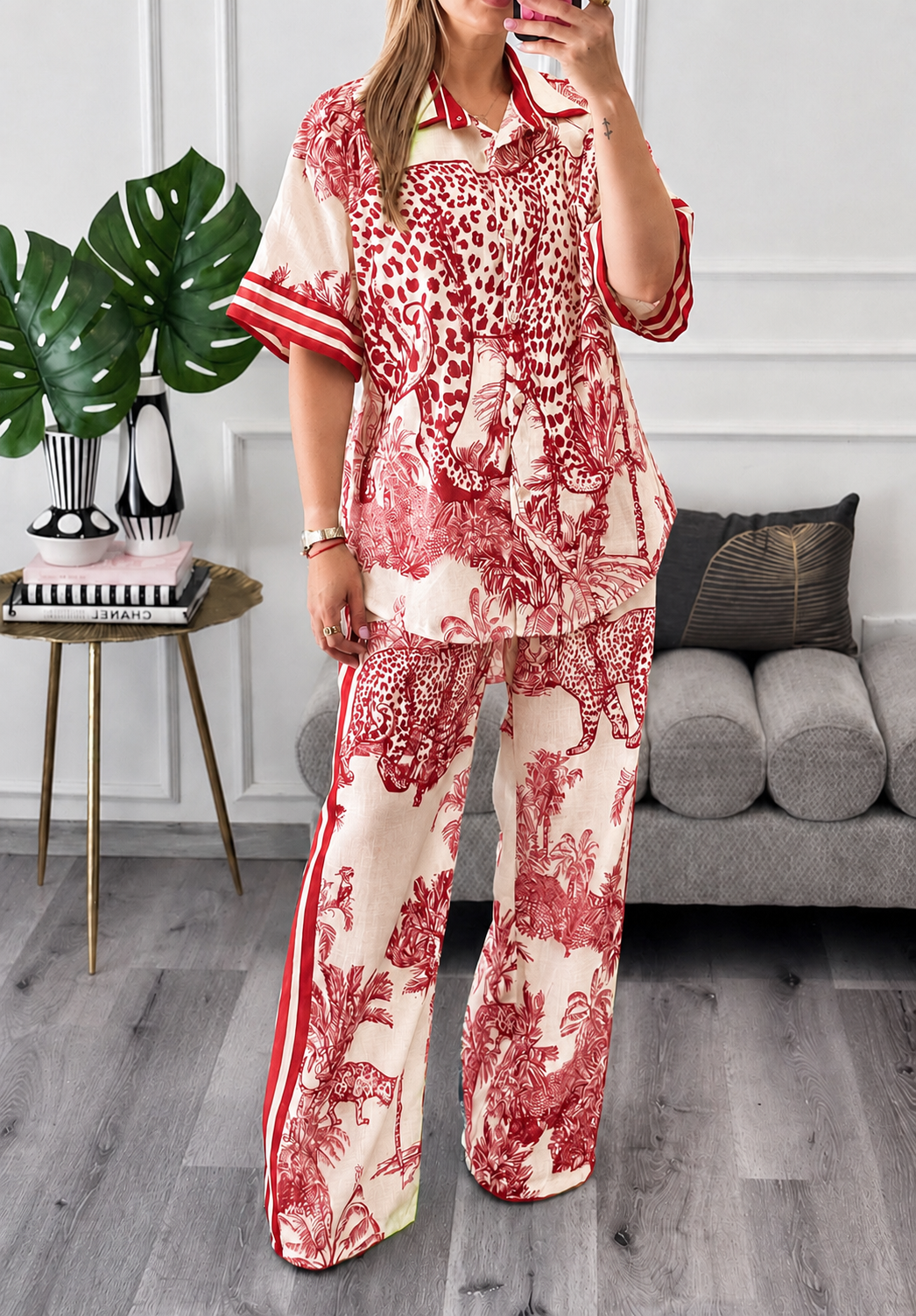 Safari Set Oversized Linen Red