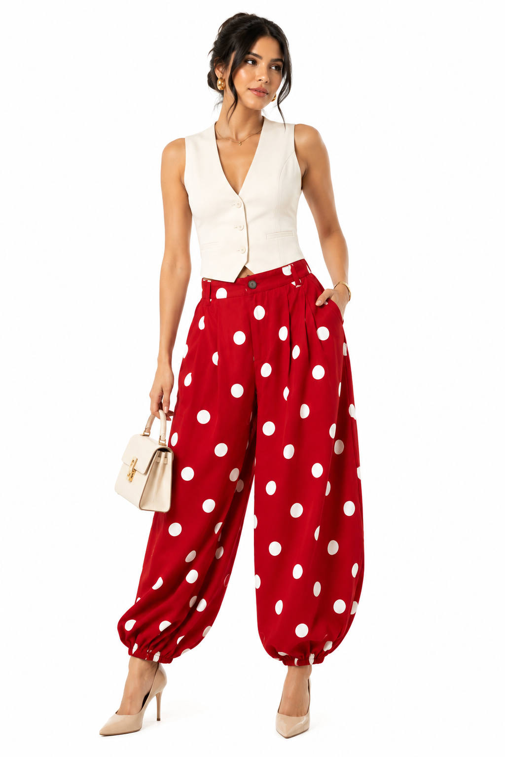 Barrel Pant Polkadot Red / White