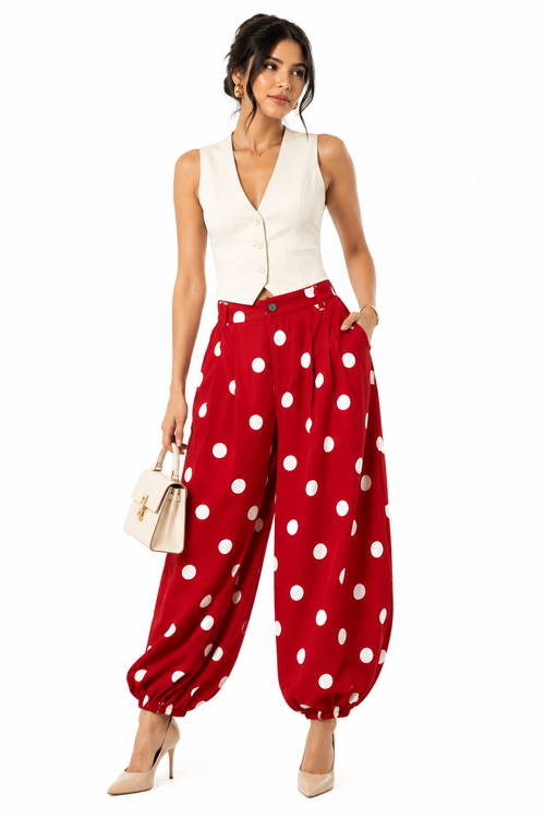 Barrel Pant Polkadot Red / White