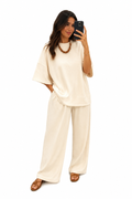 Ribbed Set Oversize Off White